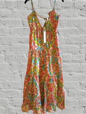 HOUSE OF HARLOW 1960 Maxi Dress Medium M Floral Open Tie Back Tiered Boho  NWT